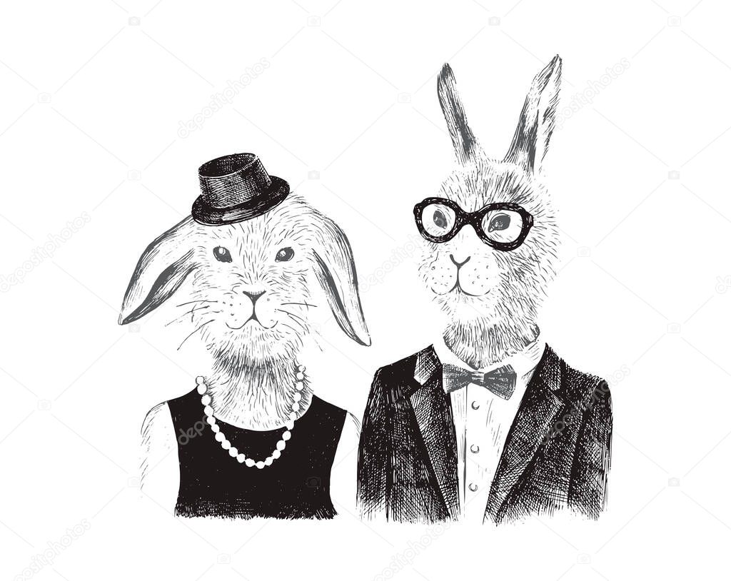 Couple of bunnies hipsters
