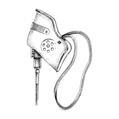 Beyaz arkaplanda oksijen maskesi.