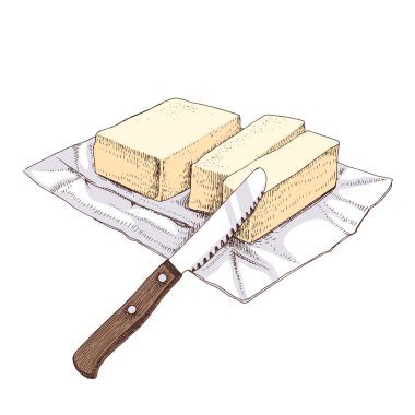 Bıçakla el çizimi tereyağı..