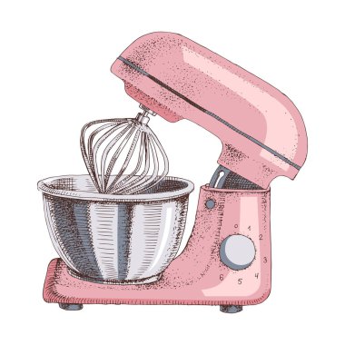 El çizimi pembe karıştırıcı ve foof işlemci.