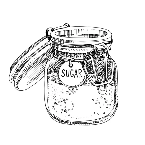 Vintage cozinha frascos de vidro de açúcar — Vetor de Stock