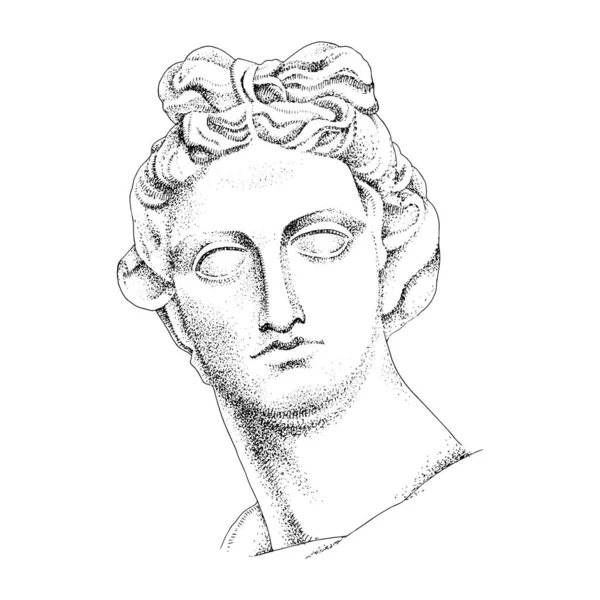 De buste van Apollo, de oude Griekse god. — Stockvector