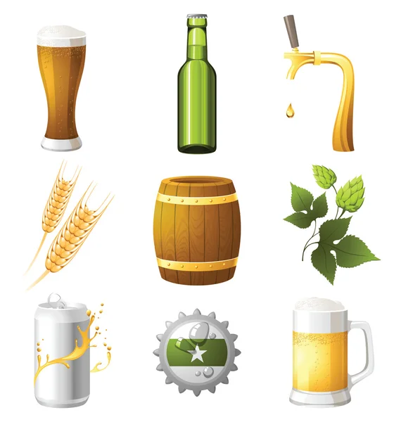 Iconos de cerveza — Archivo Imágenes Vectoriales