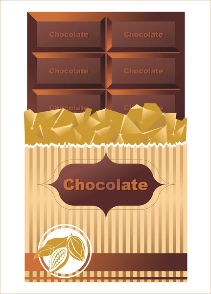 Barra de chocolate — Vetor de Stock