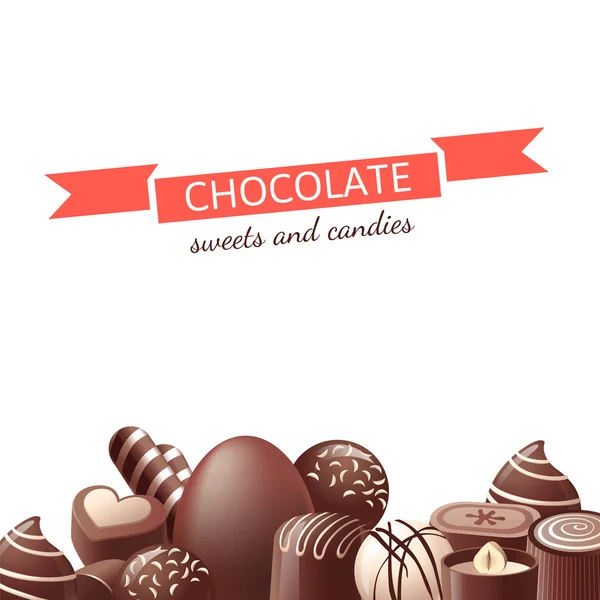 Dolci e caramelle al cioccolato — Vettoriale Stock