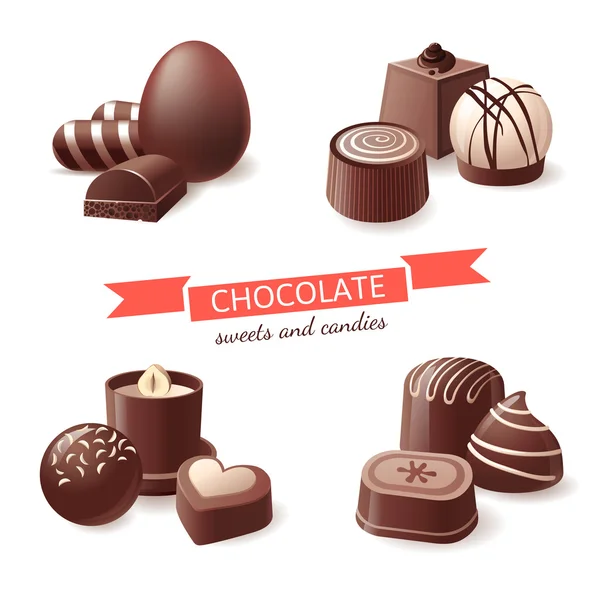 Doces e doces de chocolate —  Vetores de Stock