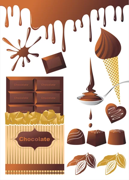 Chocolade set. — Stockvector