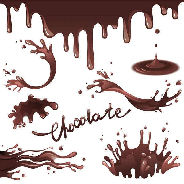 Chocolate splashes — Stock Vector