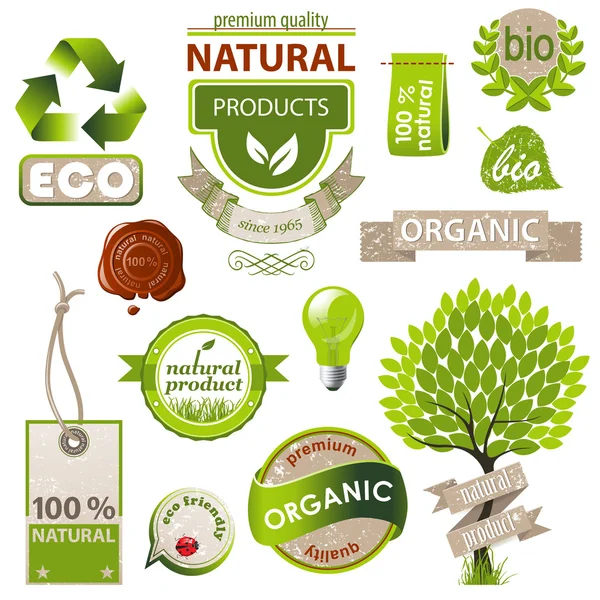 Ecología y naturaleza emblemas — Vector de stock