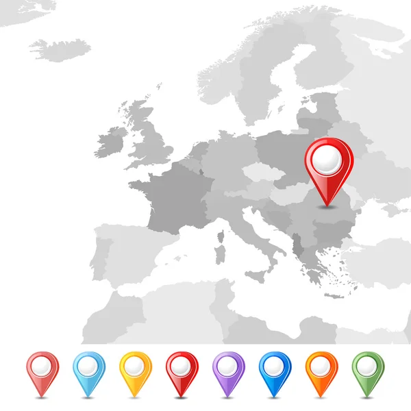 Mapa de la Unión Europea con indicadores — Vector de stock