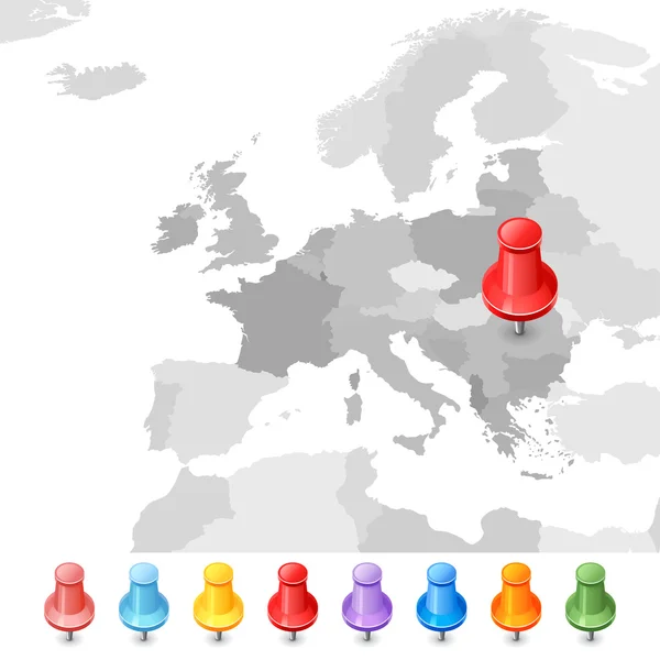 Mapa de la Unión Europea con indicadores — Archivo Imágenes Vectoriales