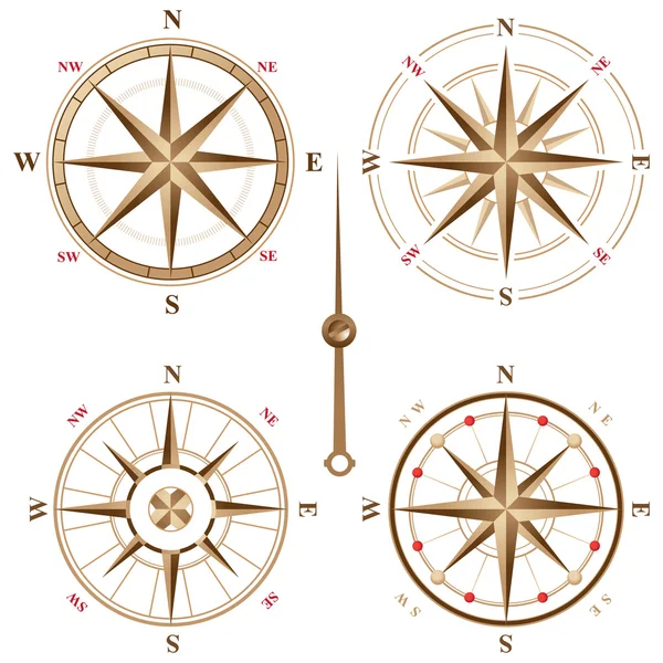 Iconos de brújula vintage — Archivo Imágenes Vectoriales