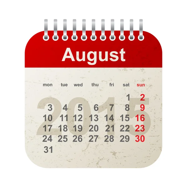 Calendario 2015 - agosto — Vettoriale Stock