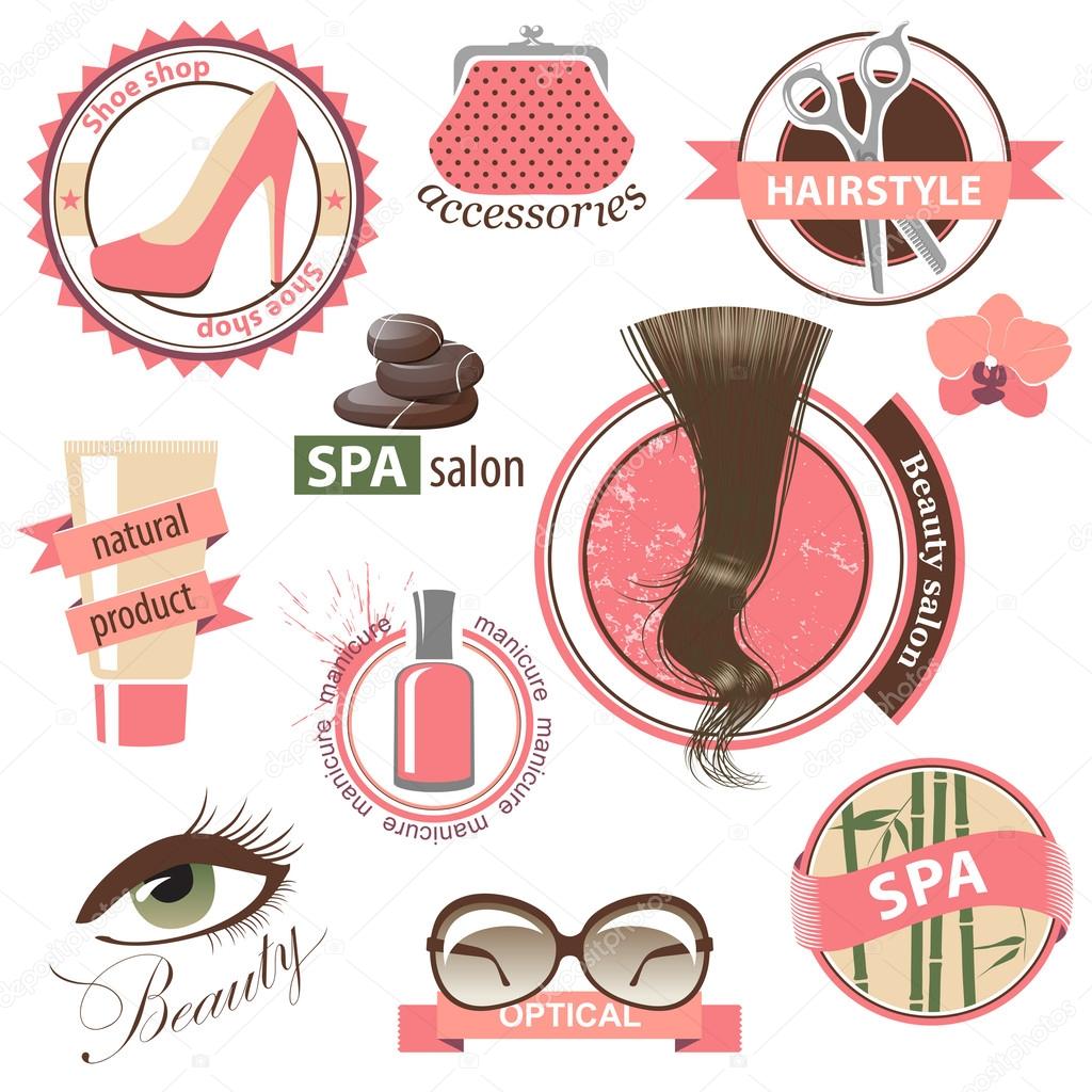 Highly detailed set of beauty and fashion emblems