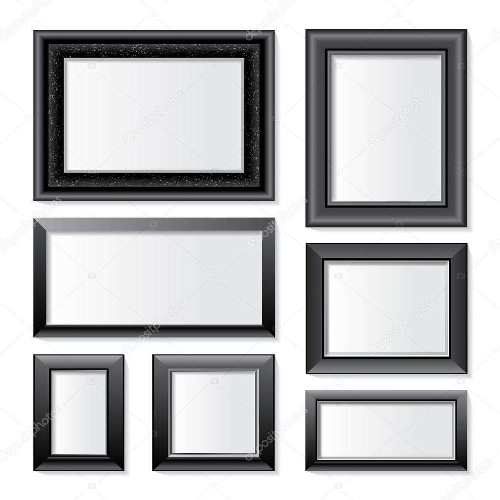 7 black frames over white background