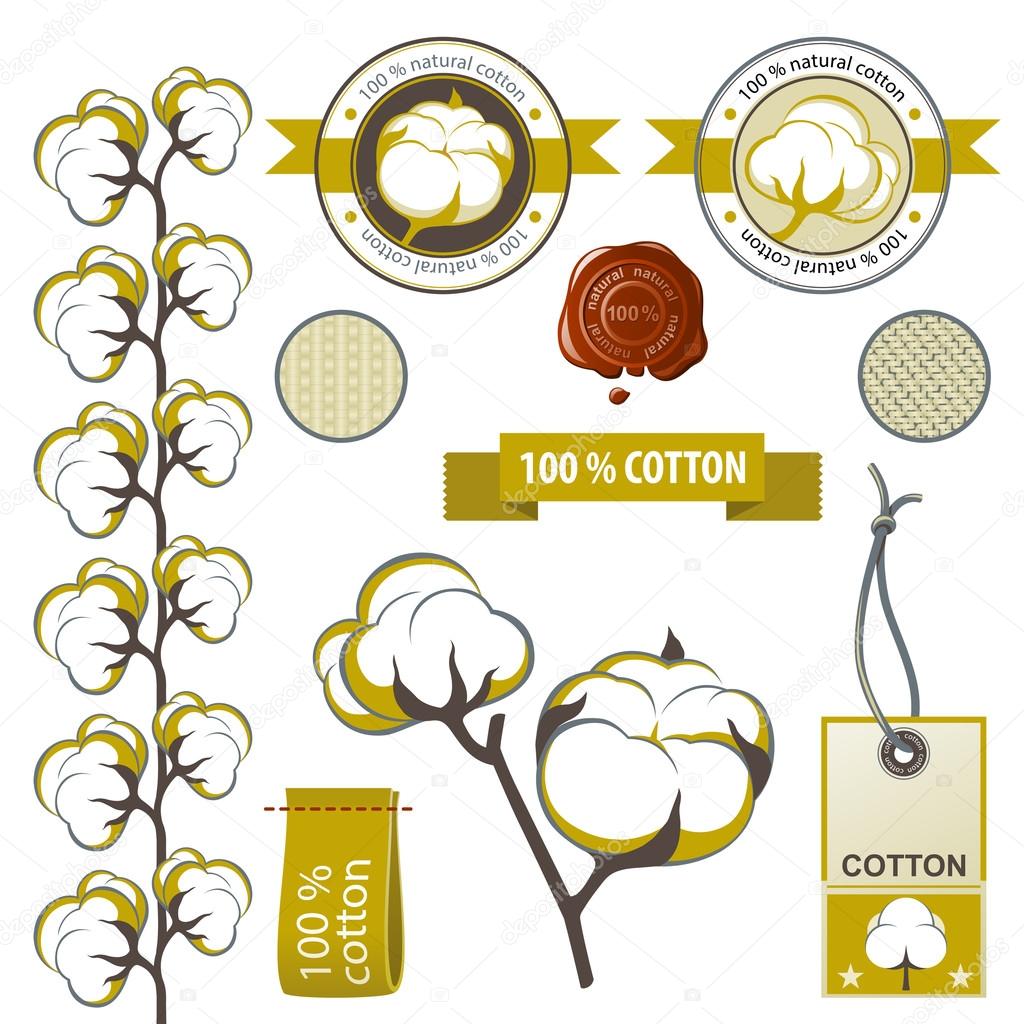 Highly detailed cotton emblems set