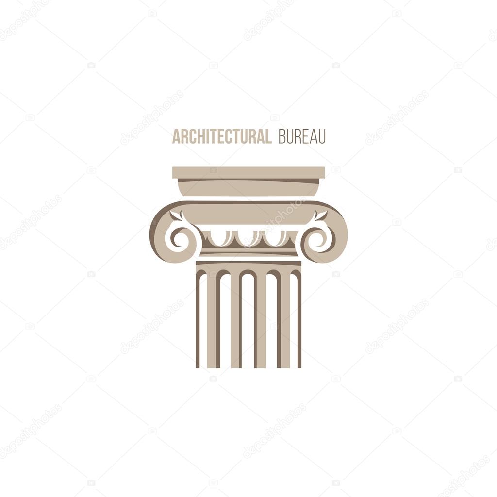 Architectural bureau logo template with ionic column