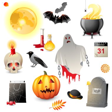 Halloween icons set clipart