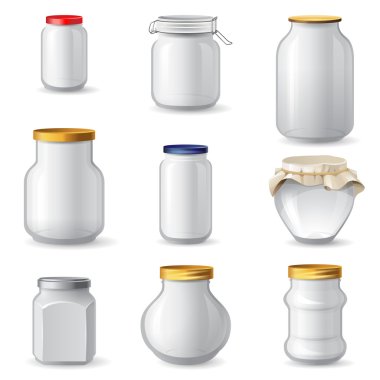 Empty glass jars clipart
