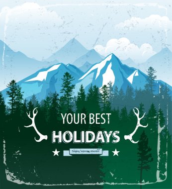 landscape with forest and mountains clipart