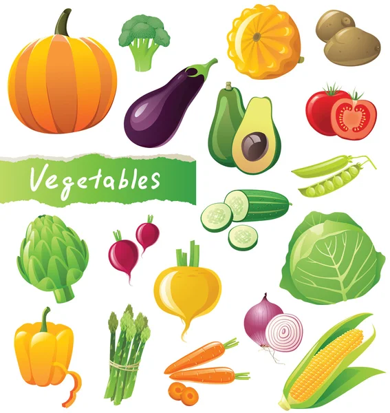 Conjunto de iconos de verduras — Vector de stock