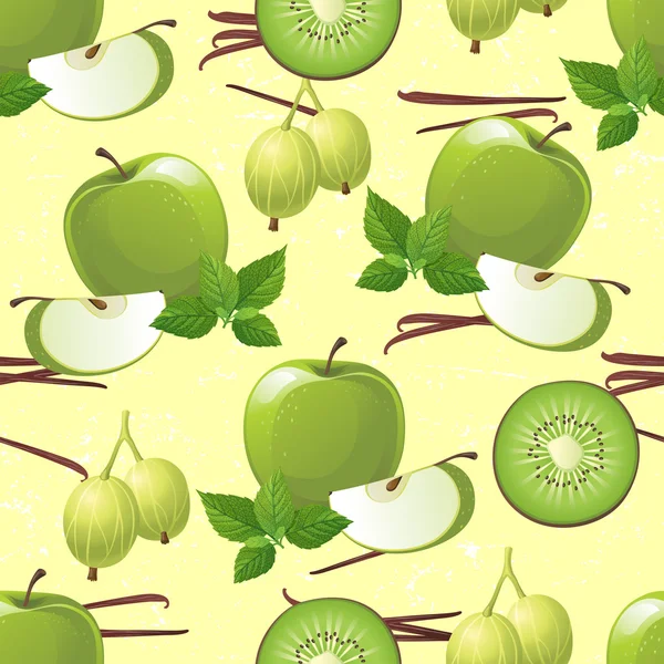 Green fruits seamless — Stock Vector