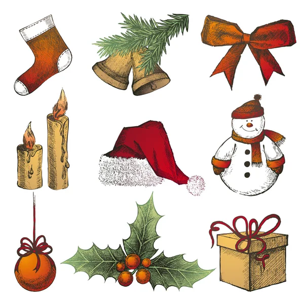 Hand drawn christmas designs — Stock Vector