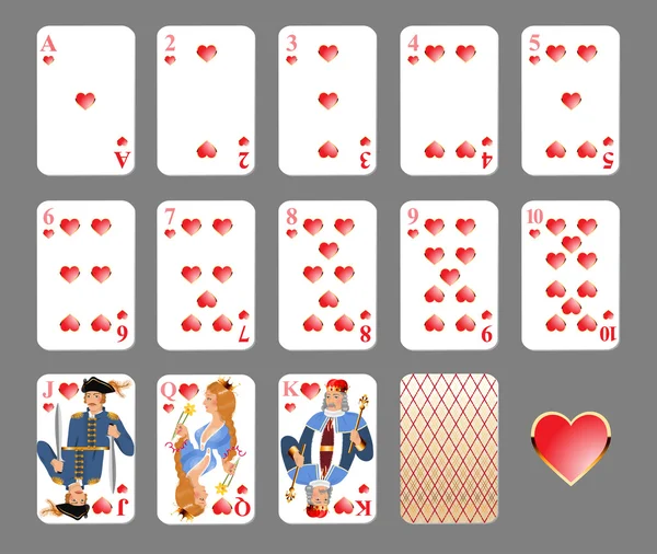 Playing cards - heart suit — Stock Vector