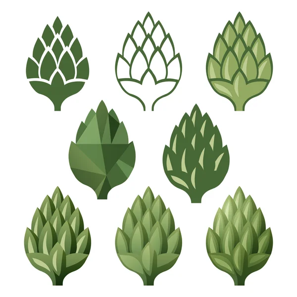 Iconos de lúpulo estilizado — Vector de stock