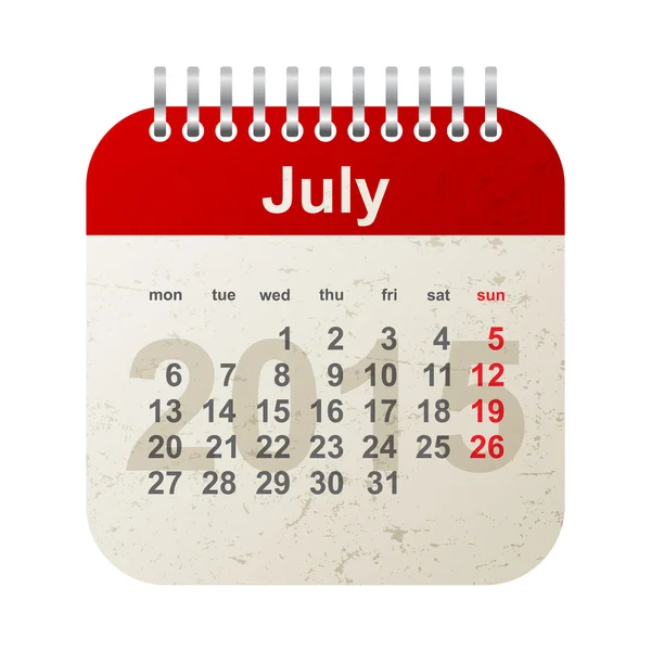 Calendario 2015 - julio — Vector de stock