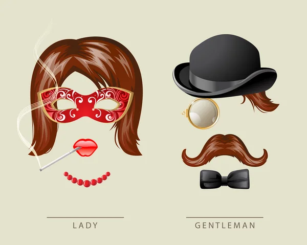 Dame et gentleman robe fantaisie — Image vectorielle