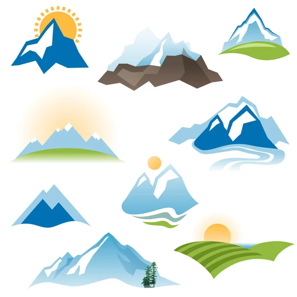 Iconos de paisaje estilizado — Vector de stock