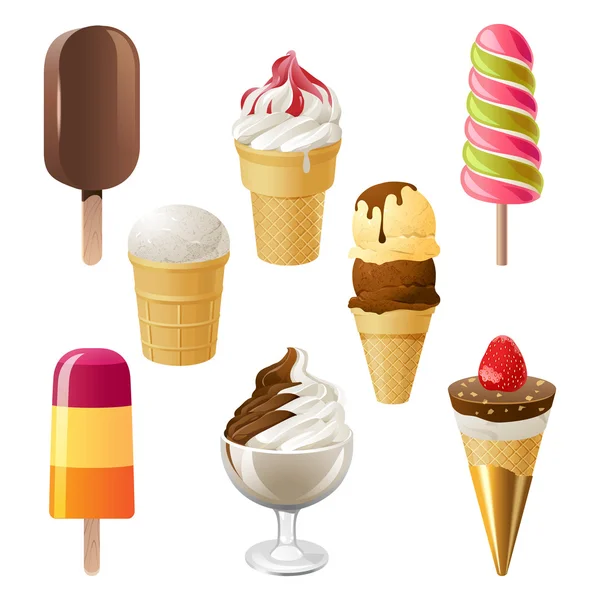 Ícones de sorvete — Vetor de Stock