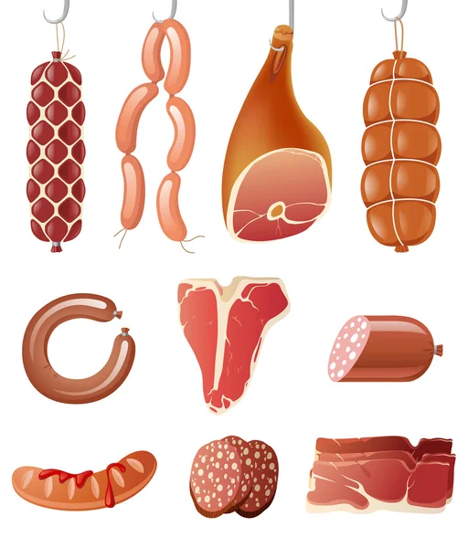 Vlees pictogrammen — Stockvector