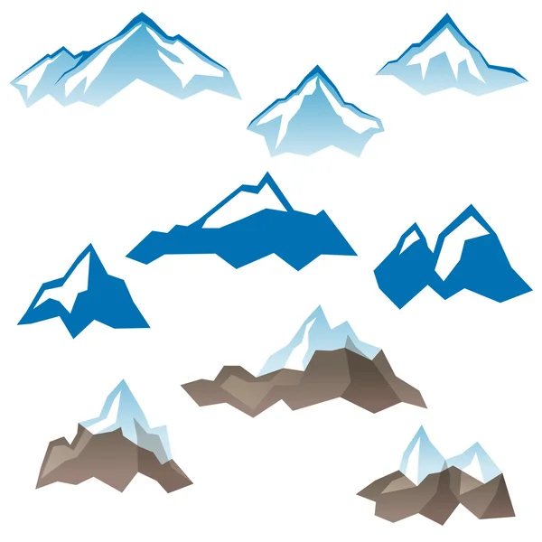 Gestileerde bergen pictogrammen — Stockvector
