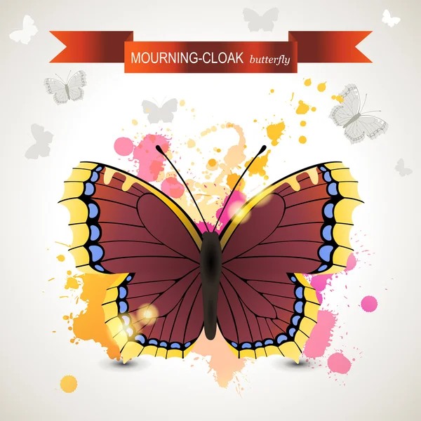 Mourning-cloak butterfly — Stock Vector