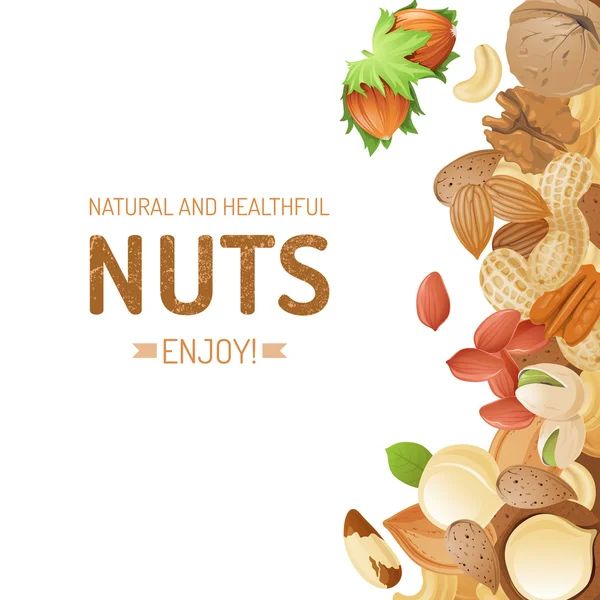 Fondo con nueces — Vector de stock