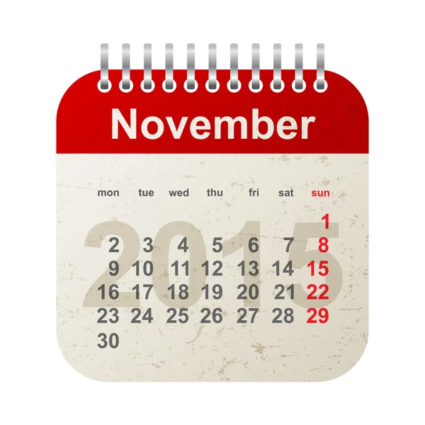 Calendario 2015 - noviembre — Vector de stock