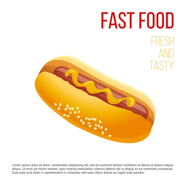 Hot dog met mosterd — Stockvector