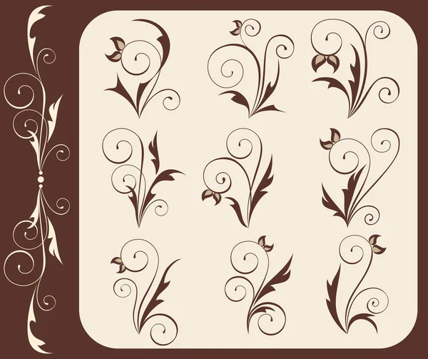 Éléments floraux de style rétro — Image vectorielle