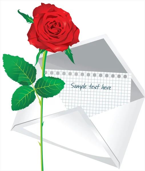 Rosa e envelope — Vetor de Stock