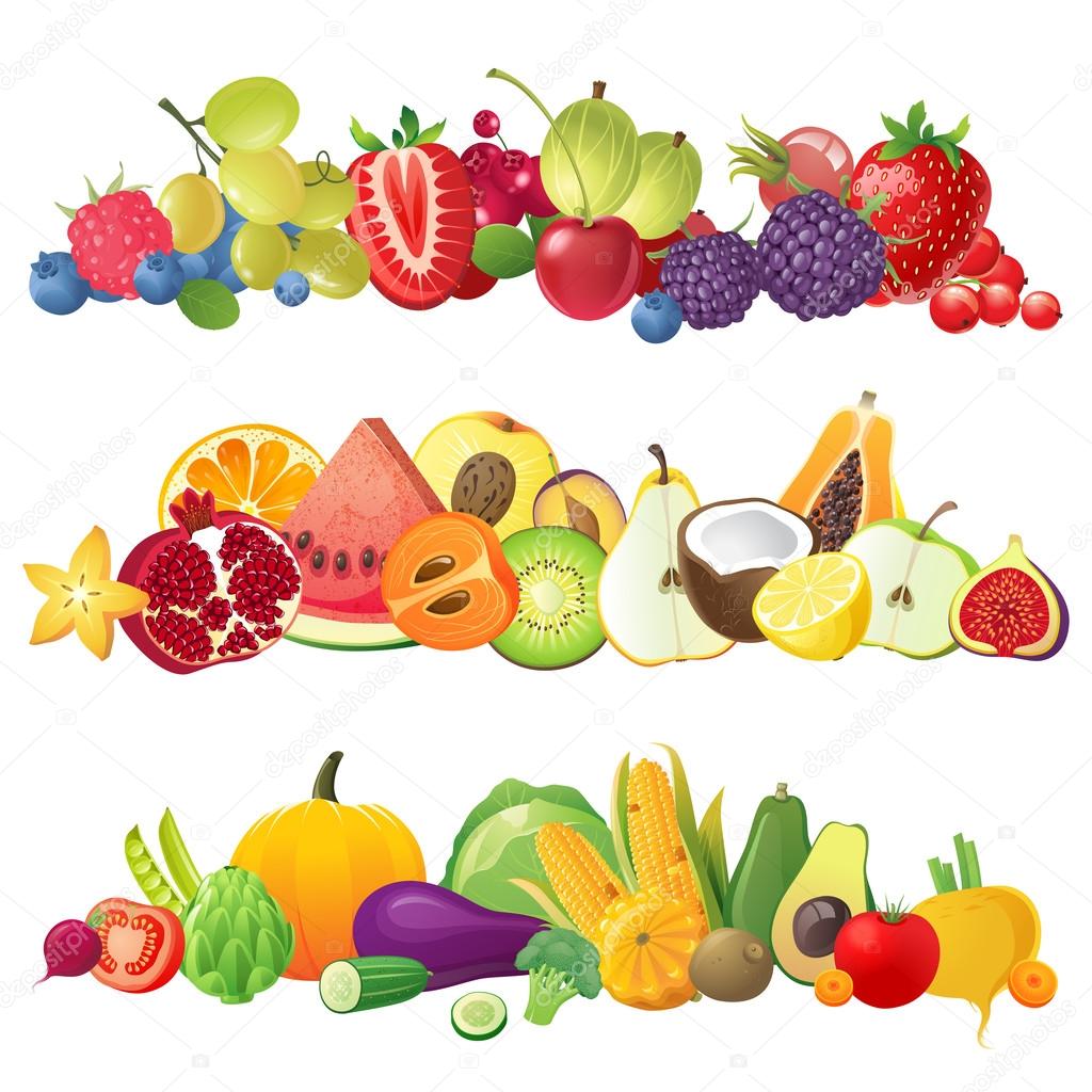 fruits vegetables and berries borders