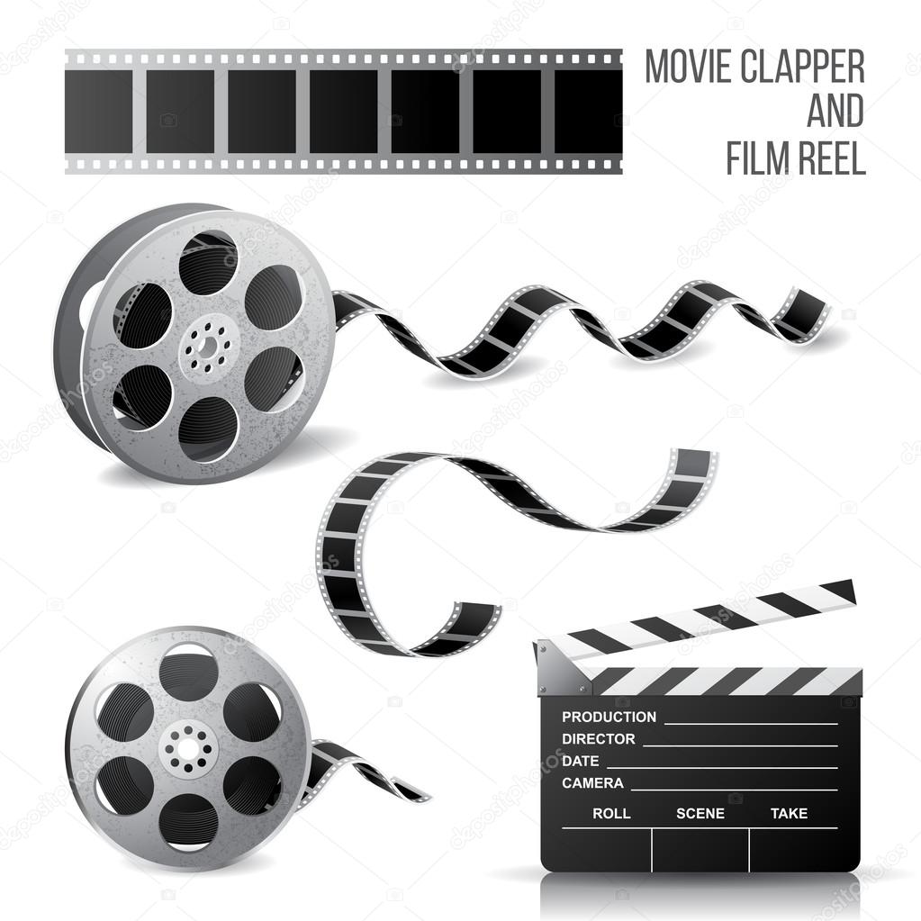 movie clapper and film reel