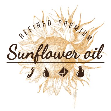 Ayçiçeği kroki üzerinde petrol amblemi