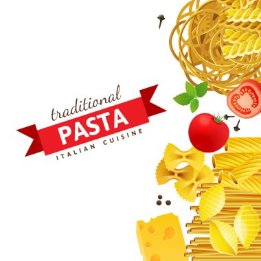 Farklı makarna türleri, domates, nane