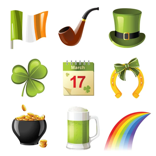 Iconos del Día de San Patricio — Vector de stock