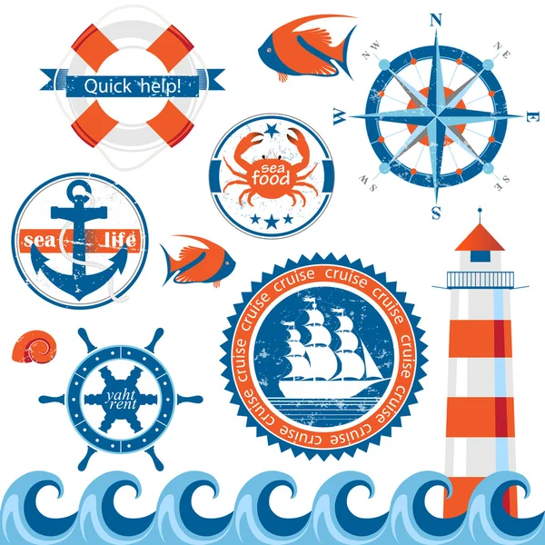 Emblemas de mar — Archivo Imágenes Vectoriales