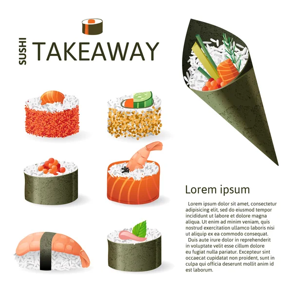 Fantastisk sushi sæt – Stock-vektor