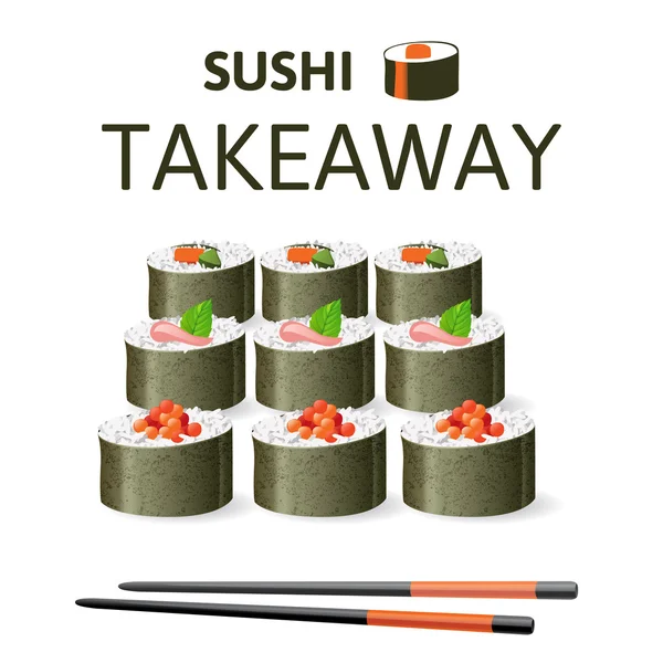 Gran juego de sushi — Vector de stock