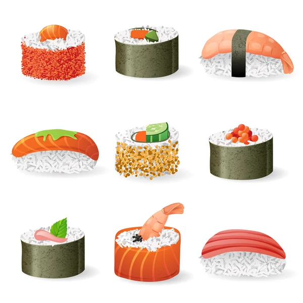 Ensemble d'icônes de sushi — Image vectorielle